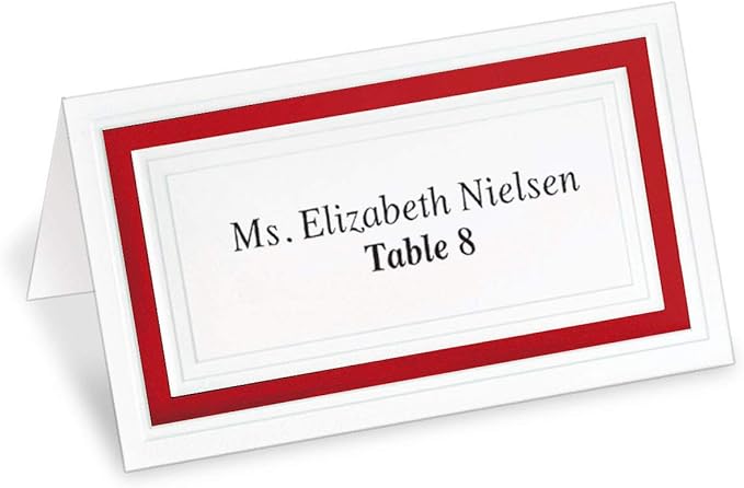 PaperDirect White Cover Stock Place Cards with Red Foil Border, 200-Pack