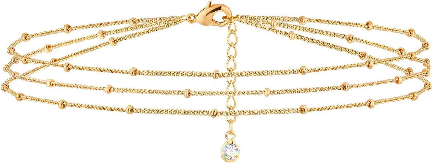 Solza 3 Layer Chain Bracelet for Women – Stainless Steel Adjustable Layered Bracelet, Minimalist Charm Jewelry, Non-Tarnish Plated, Stackable Design