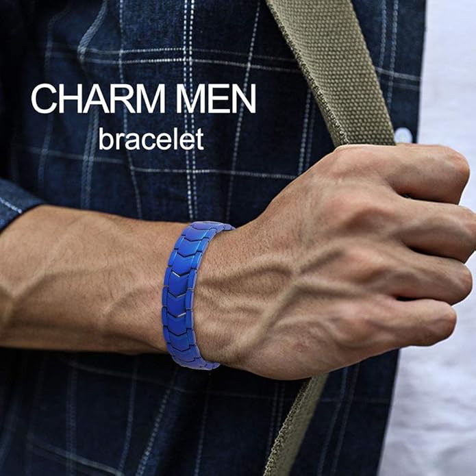 KYOSI 3X Magnetic Bracelets for Men Three rows Energy Stainless Steel Bracelet Magnet Link Mens Christmas Gift Jewelry