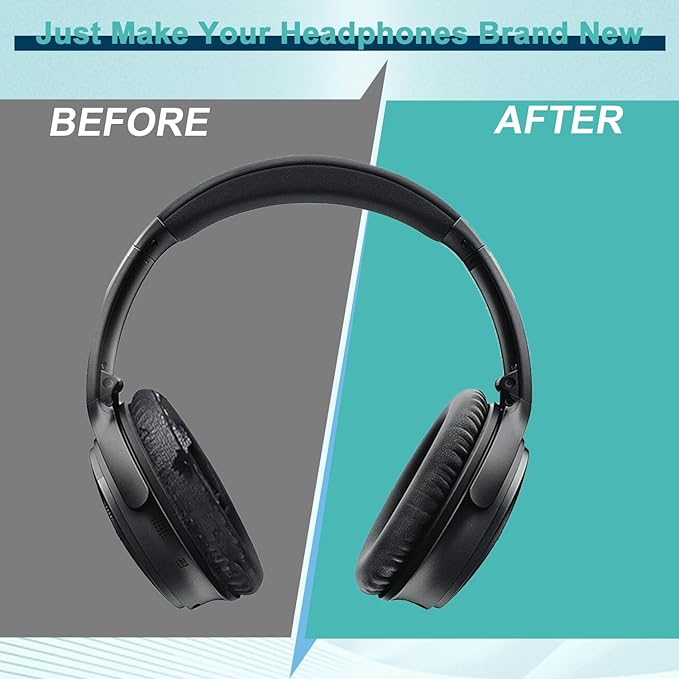 Replacement Earpads Cushions for Bose QuietComfort 35 & Quiet Comfort 35 II, Headphones Ear Covers Ear Pads for Bose QC35/QC35II/25/15/2 / Ae2 / Ae2i / Ae2W / Sound Link/True (Cooling Gel Black)