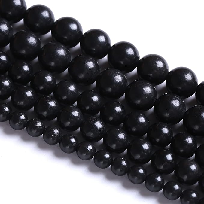 10MM 38PCS Natural Stone Shungite Beads Crystal Loose Beads for Jewelry Making DIY Bracelet