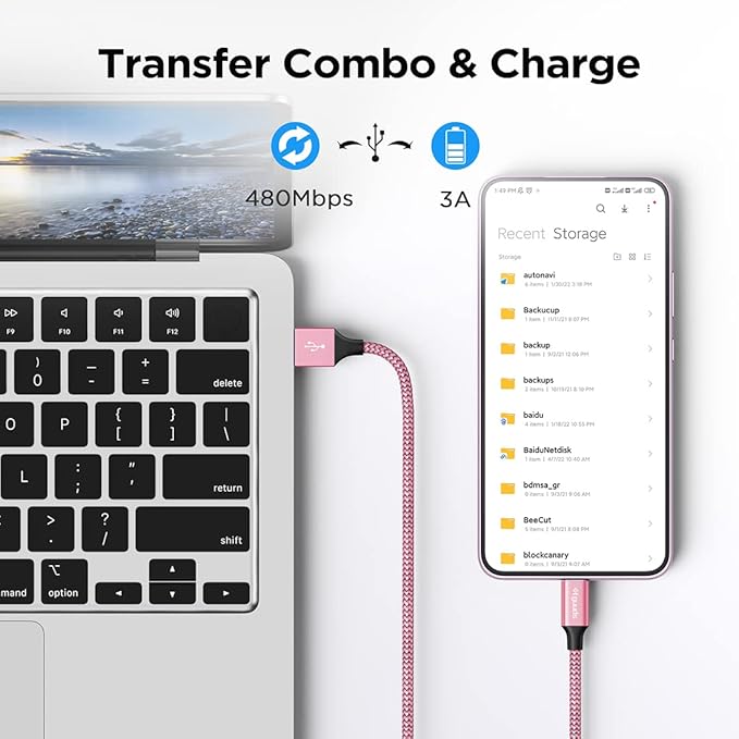 etguuds 4ft USB A to USB C Cable 3A Fast Charging, 2-Pack USB A to USB Type C Charger Cord for iPhone 16 15 Pro/Pro Max/Plus, for Samsung Galaxy S24 S23 S22 S21 S20 S10 A55 A54 Flip Note, Moto, Pink