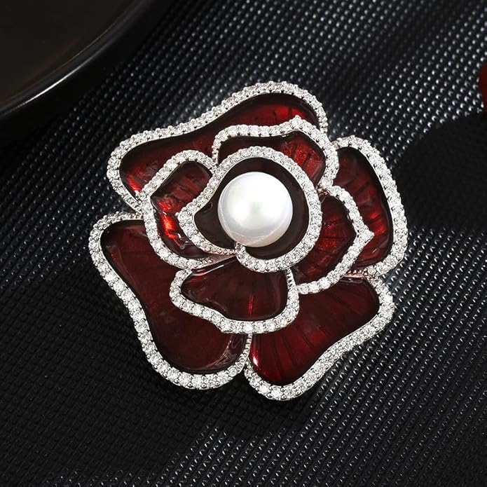 Flower Brooch for Women Rhinestone Flower Brooch Pins Floral Brooches Jewelry Gift for Mom Wife