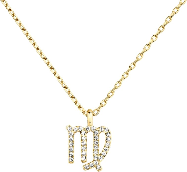 PAVOI 14K Gold Plated Cubic Zirconia Astrology Necklaces for Women - Zodiac Pendant Jewelry Gifts - Zodiac Sign Pendant Necklaces