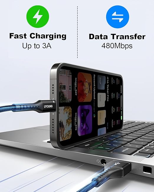 Multi Charging Cable 2Pack 4FT, 3 in 1 Charger Cable Braided Universal Phone Charging Cord with Lightning/Type C/Micro USB Ends, Multiple USB Cable for iPhone/Samsung/Google Cell Phones and More