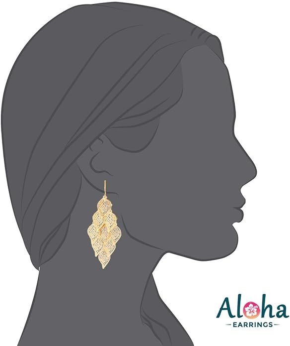 Aloha Earrings Gold Tone Non Pierced Clip On Dangling Earrings