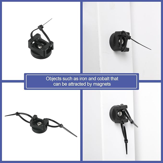Yookeer 120 Pieces Magnetic Zip Tie Mount Multipurpose Cable Holder Magnets Magnetic Wire Management Bases with Heavy Duty Zip, Mount Nylon Cable Ties in Total (22 mm)