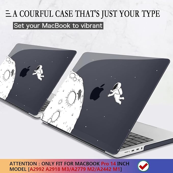 CISSOOK Case for MacBook Pro 14 Inch M4 M3 M2 M1 Chip 2024 2023 2022 2021 Release Model A3112 A3185 A3401 A2992 A2918 A2779 A2442, Hard Shell Cover for MacBook Pro 14 with Touch ID - Astronaut