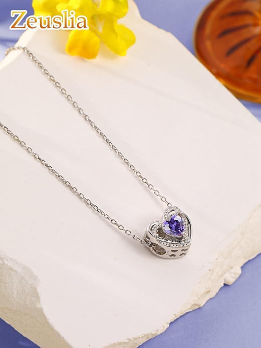 Heart Birthstone Charms for Bracelets, 925 Sterling Silver Women Bead Charms for Charm Bracelets Necklace, Mother's Day Birthday Anniversary Jewelry Gifts for Wife Mom Grandma Daughter
