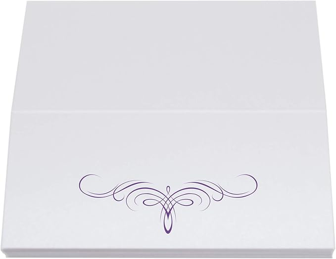 Decadent Flourish Place Cards, Purple (Choose Color), Set of 150, Pre-cut and Scored - Wedding, Party, Dinner, and Special Events - Made in the USA
