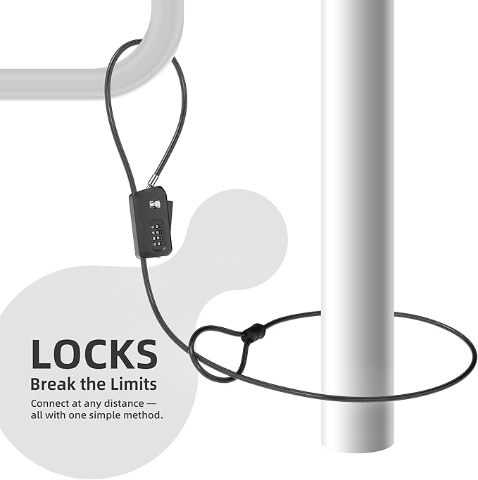 6ft Python Cable Lock for Bike, Bicycle, Scooter, Trail Camera Locking, 4 Digit Combination Padlock, Heavy Duty Anti Theft, Weatherproof, Adjustable Steel Cable Lock for Trail Cam, Kayak