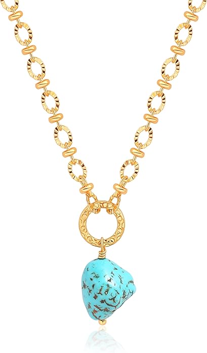 Aobei Pearl 18K Gold Plated Moon Star Lion Evil Eye Love Heart Cross Pendant Necklace Medallion Paperclip Chian Choker Layering Jewery for Women