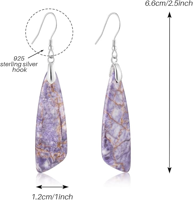 SELOVO Jasper Stone Earrings for Women Trendy Dangle Earrings Fishhook Drop Earrings