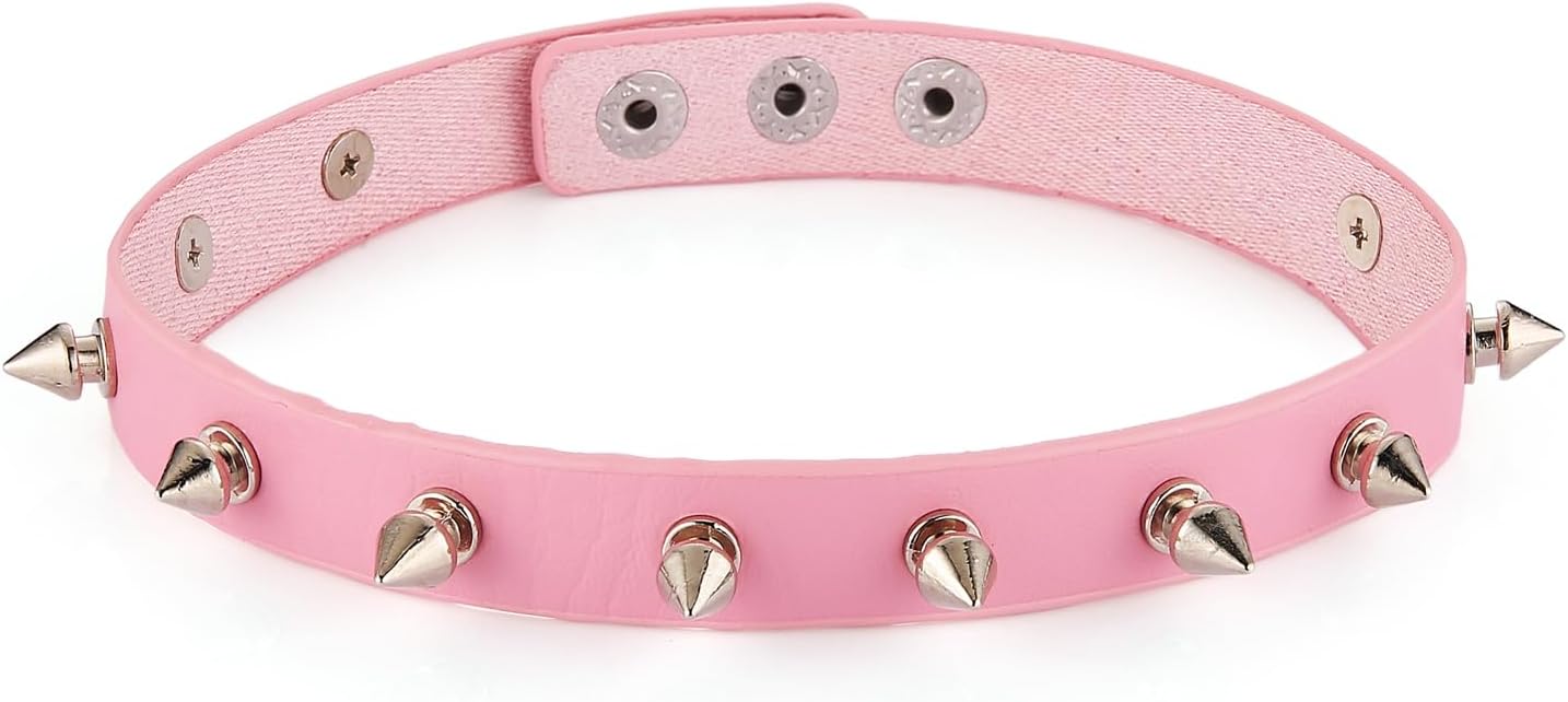 HZMAN Fashion Women Men Cool Punk Goth Metal Spike Studded Link Leather Collar Choker Necklace