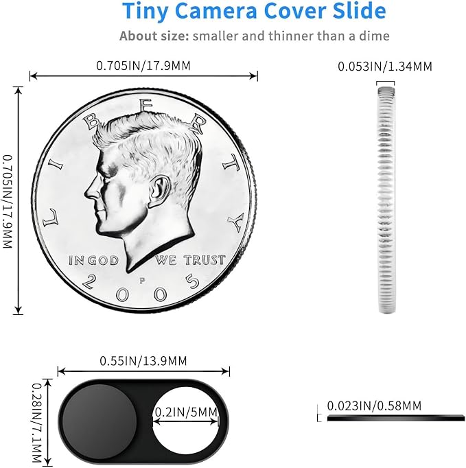 Metal Webcam Cover Slide [3 Pack Black], 0.022in Camera Cover for Laptop Computer, MacBook Pro/Air iMac iPad Tablet iPhone 16/15/14/13/12 Plus, Web Camera Blocker Protect Your Privacy