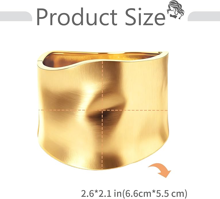 Gold Cuff Bracelets for Women Chunky Bangle Bracelets Wide Thick Twisted Hinged Bracelet Trendy Irregular Statement Opening Bracelet Minimalist Bangle Jewelry Gift