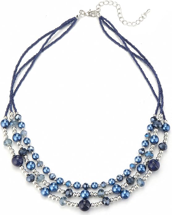 Noessla Beaded Statement Necklaces for Women Layered Chunky Bead Necklace Fashion Costume Jewelry Gifts for Mom