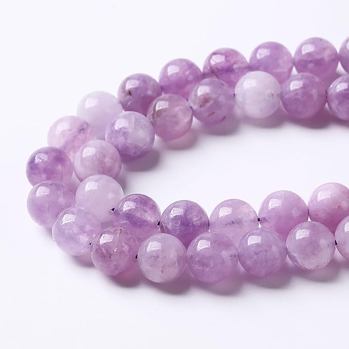 8mm 45pcs Natural Lavender Amethyst Beads Round Loose Gemstone Crystal Energy Healing Power Stone Beads for Jewelry Making DIY Bracelet 15 Inch