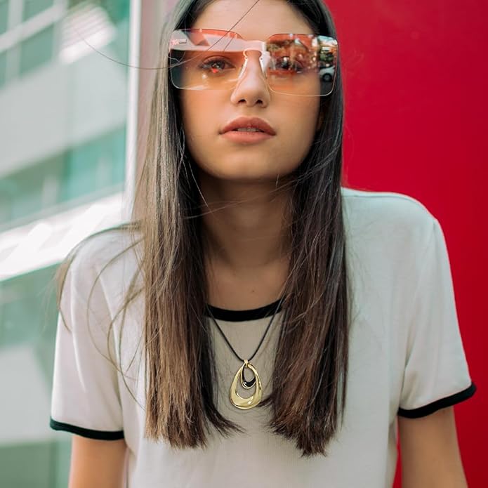 Madison Tyler Gold Plated Jewelry Set for Women | Silver Teardrop Pendant Necklace Trendy | Long Necklace with Snake Chain | Fashion Dangle Earring Set