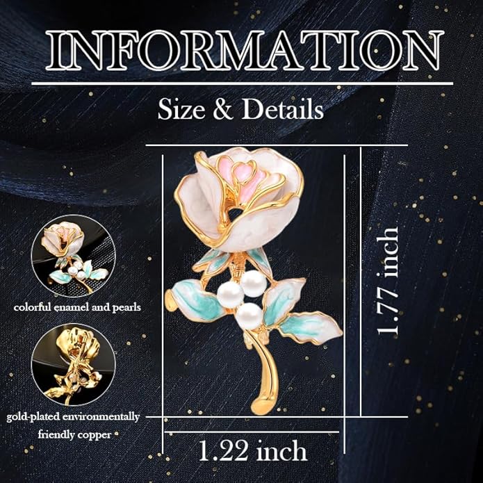 Flower Brooch Pin Rhinestones Pearl Flower Brooches Floral Pin Jewelry for Women Girls