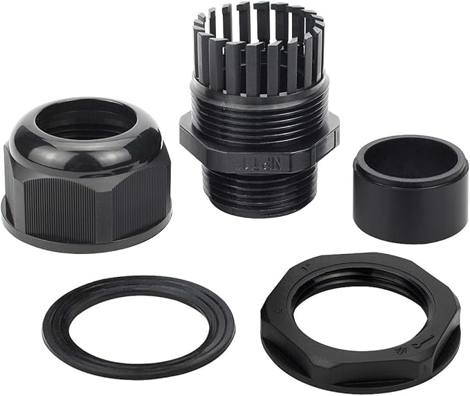 XHF 20 Pcs 1" IP68 Strain Relief Nylon Cord Grip Waterproof NPT Cable Glands Adjustable UL Listed and RoHS Compliant(Black)