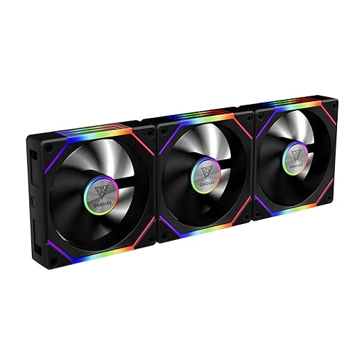 GAMDIAS AEOLUS P2-1203 120mm ARGB PWM Fan (3 Pack, no Hub), Include Reverse Fan Blade x3 & Controller, ARGB Sync, Easy Installation & Cabless Daisy-Chain Design, Silent Operation, Up to 2400RPM, Black