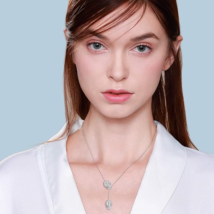 Long Necklace Sterling Silver Larait Bar Y Lariat Long Chain Drop Adjustable Necklace Gift for Her, 30"