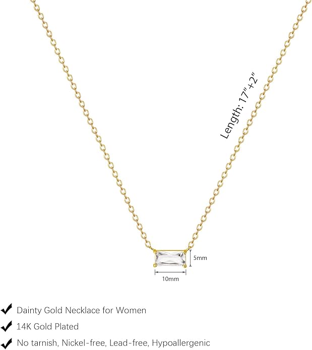 Diamond Pendant Necklace for Women, Dainty Gold Necklace 18k Gold Plated Paperclip Choker Necklaces Cute Open Oval Necklaces Simple Gold Necklace Jewelry Gifts for Women Trendy