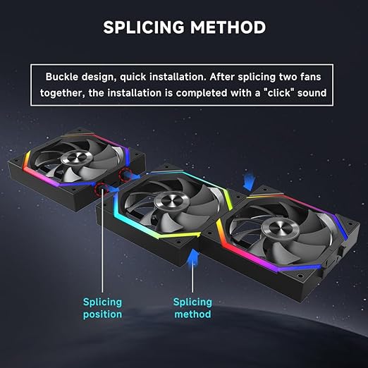 Jungle Leopard Galaxy 120mm PC Case Fan, ARGB and PWM Cooling Fans PC, Axle Core Double Ring CD Pattern Module Computer Fans, Daisy-Chain 5V RGB Fan (White 3 Pack)