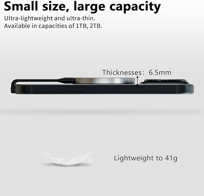 P10 Magnetic PSSD 1TB，for iPhone MagSafe Portable SSD, Upto 2000MB/s-Type-C, SM2320，USB 3.2 Gen 2x2 20Gbps, Connectivity, Updated Firmware - Portable Magnetic External Solid State Solution