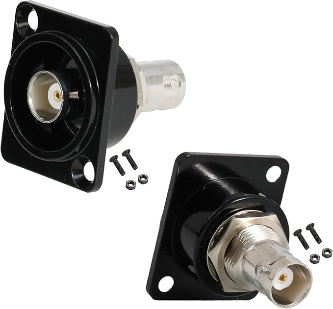 PENGLIN 2PCS BNC D Series Panel-Mount Connector, BNC Female to Female Adapter Bulkhead Connector, Coaxial Extension Coupler for Custom Communication & Surveillance Systems