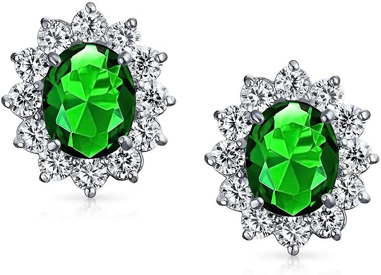 Traditional Classic Bridal Simulated Gemstones Cubic Zirconia AAA CZ Halo Crown Oval Stud Clip On Earrings For Women Wedding Non Pierced Ears Rose Gold Silver Plated