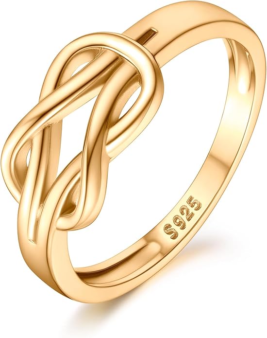 Suplight 925 Sterling Silver Ring Simple Infinity Knot Wedding Band Rings Love Knot Promise Ring for Women Size 4-12(with Gift Box)