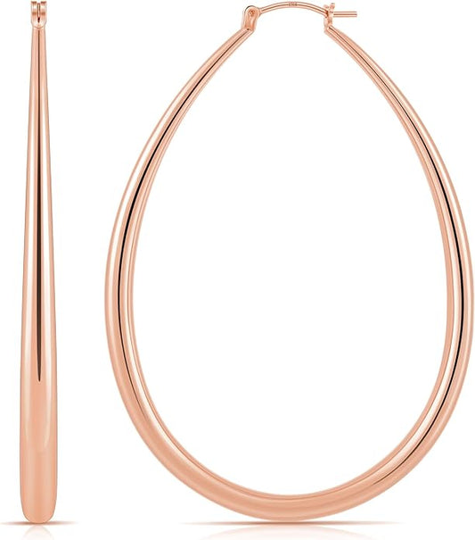 Gacimy Chunky Hoop Earrings for Women, 14K Gold Plated Oval Hoop Earrings with 925 Sterling Silver Post