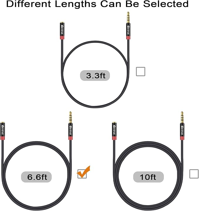 Devinal 3.5mm TRRS Headphone Extension Cable, 1/8" inch Female 4-Pole to Male Extension Cord, Mini-Jack Aux Stereo Audio Connector 6.6Ft/2M (2 Pack)