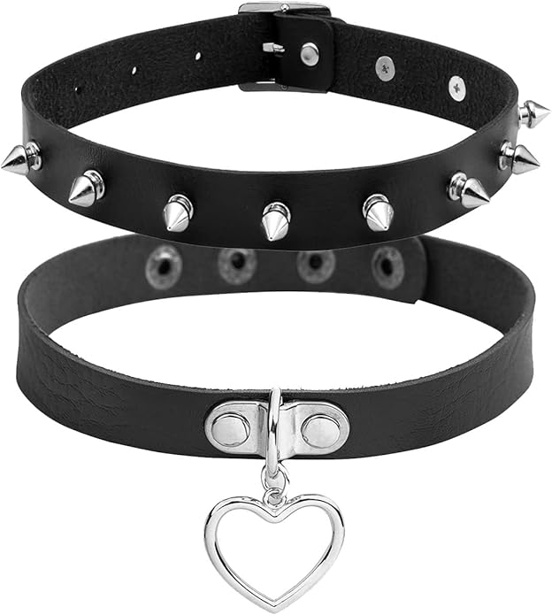 Eigso Vintage Punk Goth Studded Rivet Pu Leather Collar Choker Necklace with Spikes Adjustable