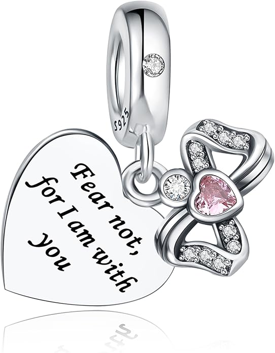 925 Sterling Silver Charms Fit Pandora Charms Bracelet God Has You In His Arms I Have You In My Heart Fit Wife Daughter Mother's Day Christmas Birthday Gift