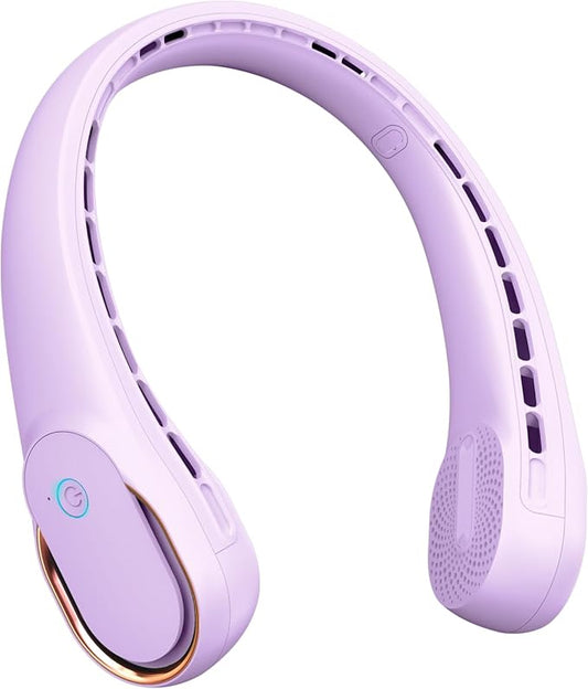 FrSara Neck Fan, Portable Personal Fan Strong Wind, 5200mAh, Air Volume,360° Cooling, No Hair Twisting, Air Volume On 2 Sides, Non-Slip, Quick Charge, Long Use Time, Gift for Women, Men, Birthday