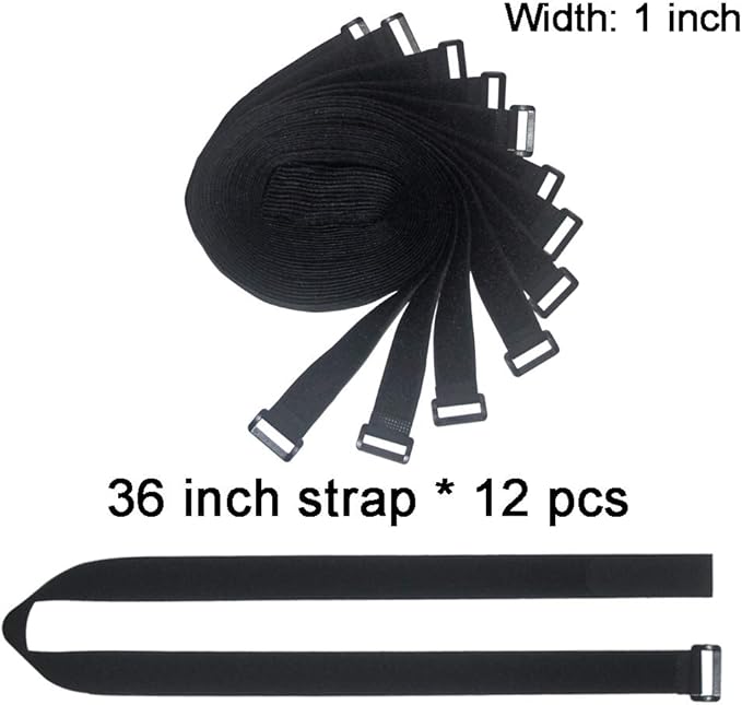 36 inch Cable Straps,12 pcs Reusable Fastening Hook and Loop Utility Cable Ties Down Wraps Adjustable Cinch Straps