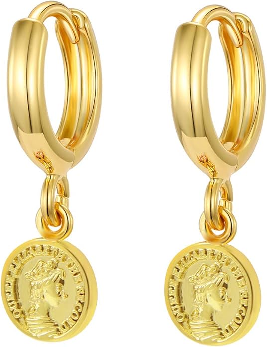 XYJZXY Gold Huggie Small Hoop Earrings with Charm Personalized Snake/Evil Eye/Star/Cross/Lock/Key 18k Gold Plated Crystal Drop Dangle Earrings for Women