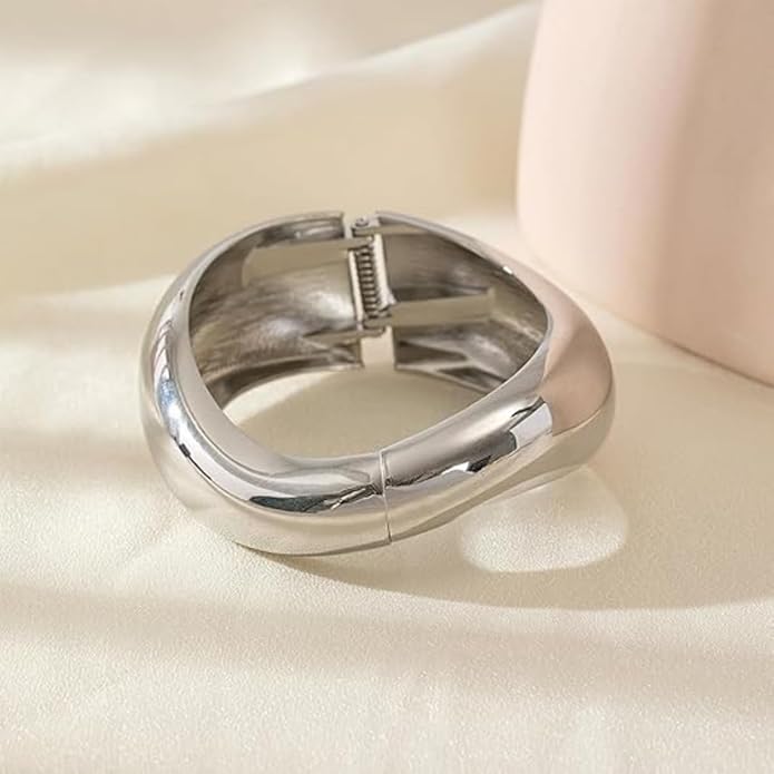 Gold/Silver Cuff Bangle Bracelets For Women Chunky Waterdrop Twisted Hinged Bangle Bracelets Minimalist Arm Cuff Bracelet Jewelry Gifts