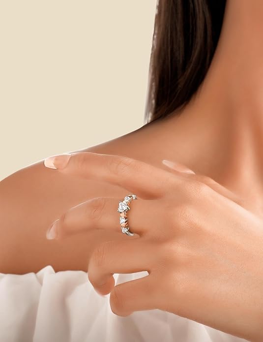 Elspeth 925 Sterling Silver Heart Engagement Ring for Women Heart Cut Cubic Zirconia Promise Ring Size 4-10