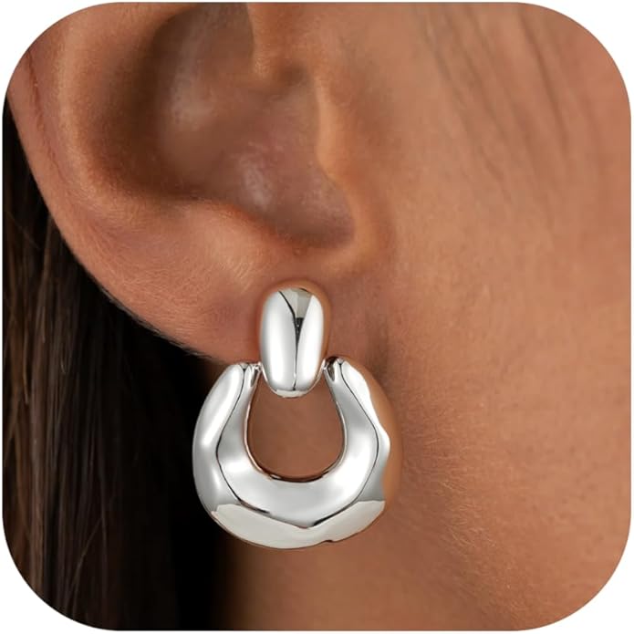 Clip on Earrings for Women Hypoallergenic Statement Retro Clip Earrings 14K Gold/Silver Plated Hoop Dangle Earrings 5A Cubic Zirconia Round Multiple Styles for Women Fashion Trendy Jewelry Gifts