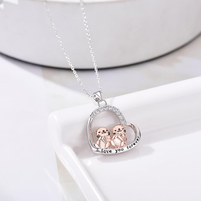 Animal Necklace Cat/Fox/Otter/Sloth/Cow/Highland Cow/Koala Necklace Cute Animal Jewelry Gifts for Women