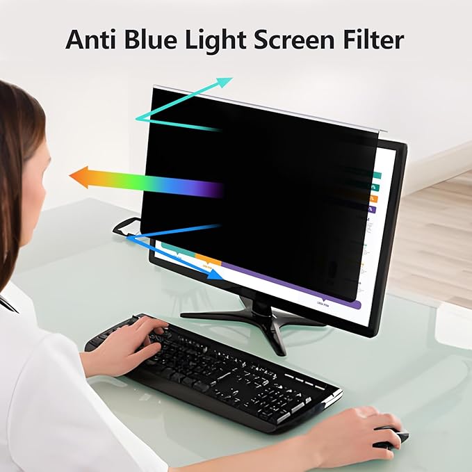 【2 Pack】 27 Inch Privacy Screen Protector for 16:9/16:10 Widescreen Monitors-Blue Light Blocking,Hanging Design, Anti-Scratch for Desktop Computers