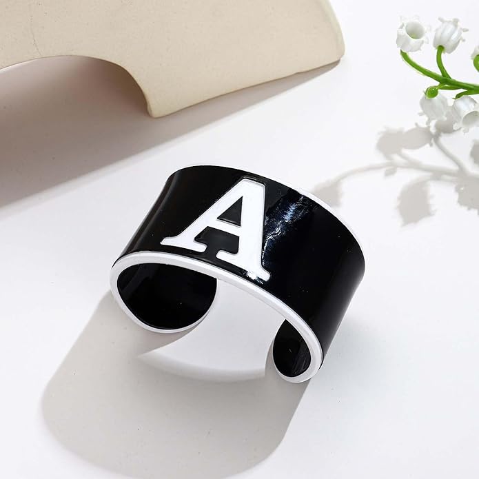 LILIE&WHITE Acrylic Monogram Resin Bracelet for Women Trendy Acrylic Statement Bracelets Jewelry Gift