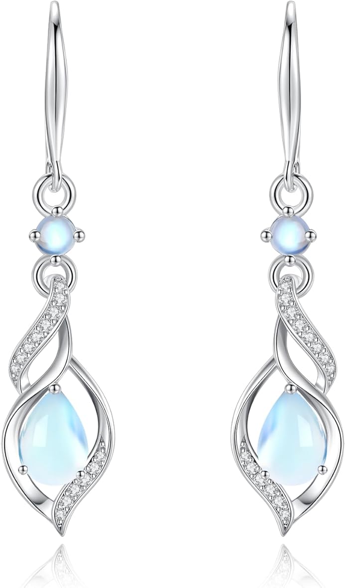 FANCIME Gift for Women Birthstone Dangle Earrings for Her Teardrop Birthstone Earrings S925 Sterling Silver infinity Love Birthday Gifts for Mom Women