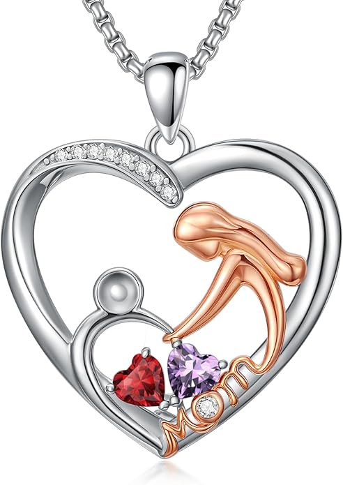 Valentines Day Gift for Mom Mother Daughter Necklace Birthstone Necklaces for Women Anniversary Jewelry Valentine Mothers Day Christmas Birthday Gifts for Mom Women Her Wife Girlfriend