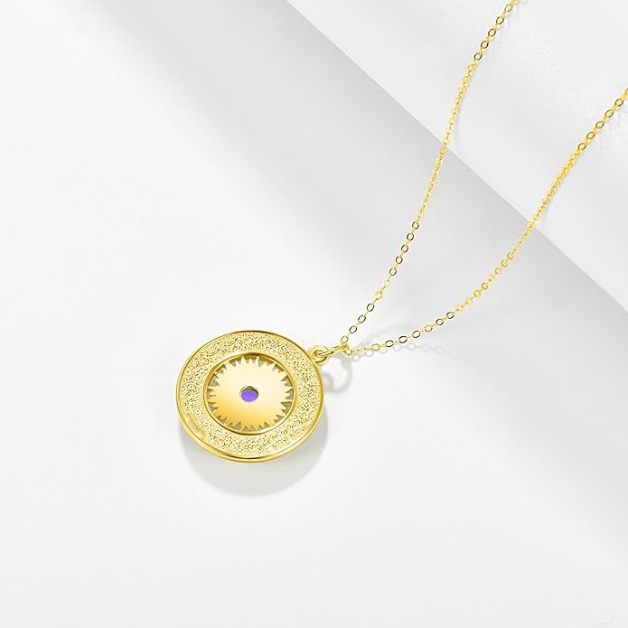 KINGWHYTE Graduation Gifts Birthstone Necklace for Women 925 Sterling Silver Compass Pendant Go in the Direction of your Dream Travel Jewelry Birthday Gift for Her