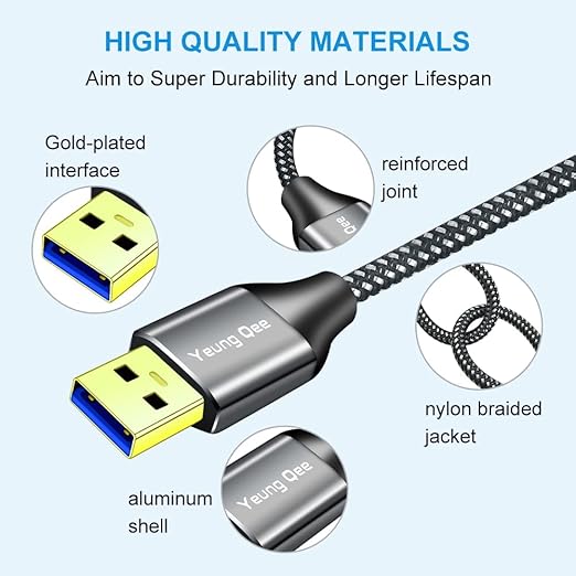 USB 3.0 A to A Male Cable 20 ft,Super Speed Type A Male to Male Cable USB 3.0 Double End USB Cord for Hard Disk, Cameras,Laptop Cooler, DVD Player and More (20FT/6M)